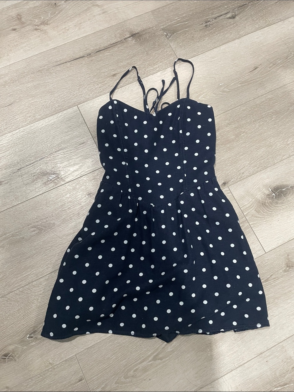Hollister Navy Polka Dot Spaghetti Strap Dress